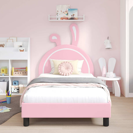 Vidaxl bedframe voor kinderen met hoofdbord roze 80 x 200 cm pu