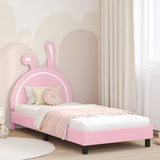 Vidaxl bedframe voor kinderen met hoofdbord roze 90 x 190 cm pu
