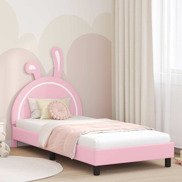 Vidaxl bedframe voor kinderen met hoofdbord roze 90 x 190 cm pu