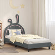 Vidaxl bedframe voor kinderen met hoofdbord lichtgrijs 90 x 200 cm pu