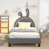 Vidaxl bedframe voor kinderen met hoofdbord lichtgrijs 90 x 200 cm pu