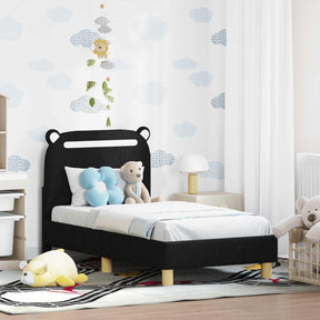 Vidaxl peuterbedframe met hoofdbord zwart 70 x 140 cm stof