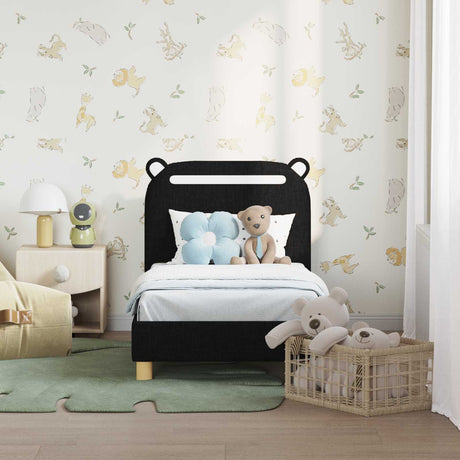 Vidaxl peuterbedframe met hoofdbord zwart 70 x 140 cm stof