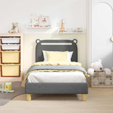 Vidaxl bedframe voor kinderen met hoofdbord donkergrijs 80 x 160 cm