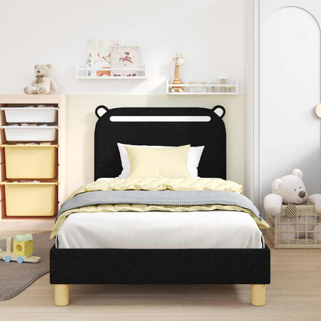 Vidaxl bedframe voor kinderen met hoofdbord zwart 80 x 200 cm stof
