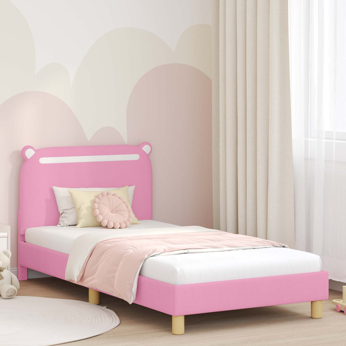 Vidaxl bedframe voor kinderen met hoofdbord roze 80 x 200 cm stof