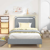 Vidaxl bedframe voor kinderen met hoofdbord lichtgrijs 90 x 200 cm