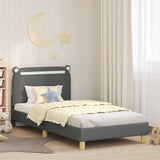 Vidaxl bedframe voor kinderen met hoofdbord donkergrijs 90 x 200 cm