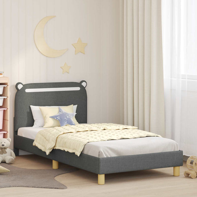 Vidaxl bedframe voor kinderen met hoofdbord donkergrijs 90 x 200 cm