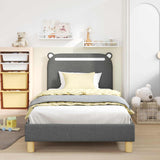 Vidaxl bedframe voor kinderen met hoofdbord donkergrijs 90 x 200 cm
