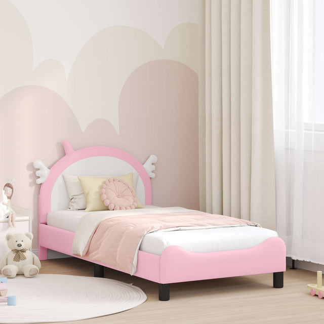 Vidaxl bedframe voor kinderen met hoofdbord roze 80 x 160 cm pu