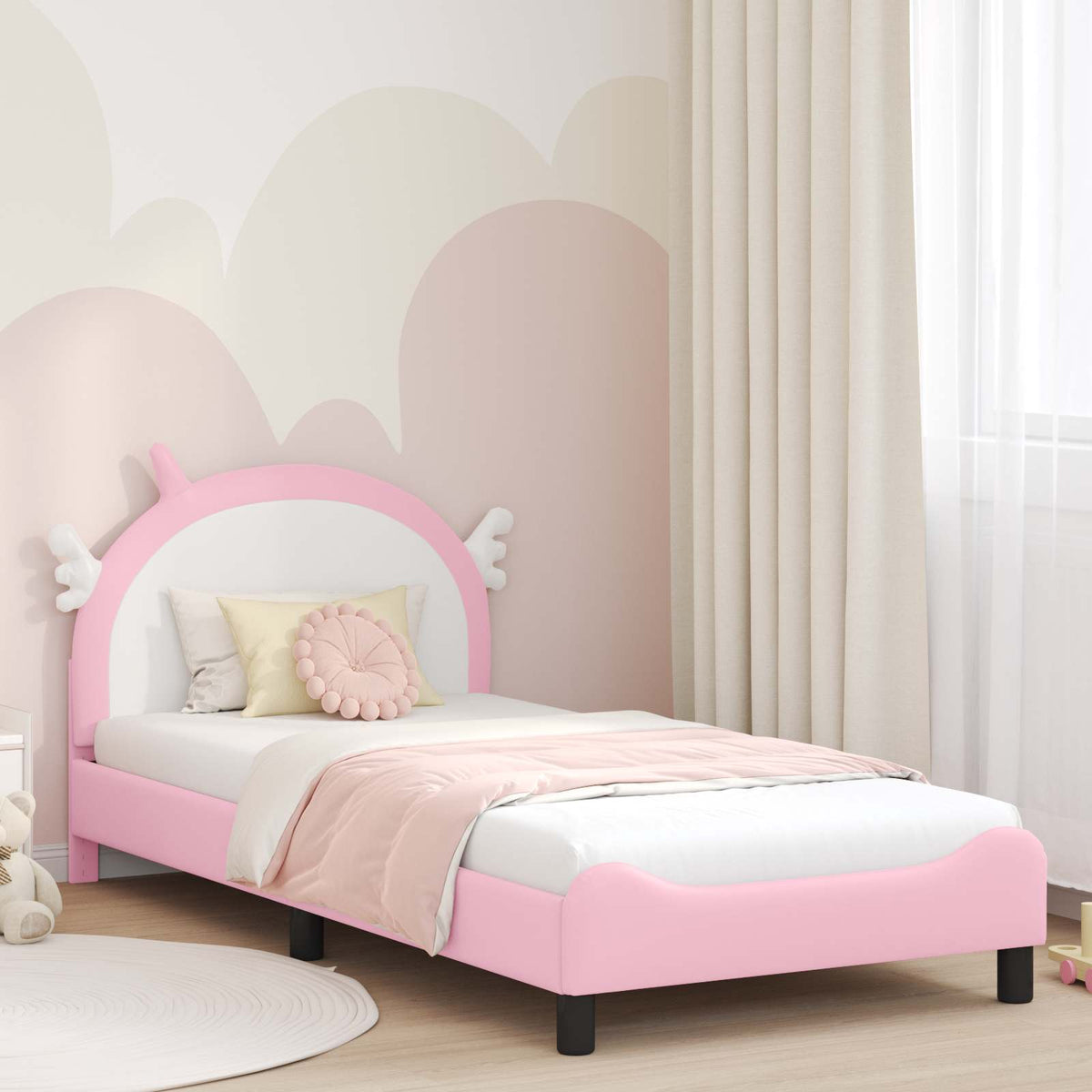 Vidaxl bedframe voor kinderen met hoofdbord roze 80 x 200 cm pu