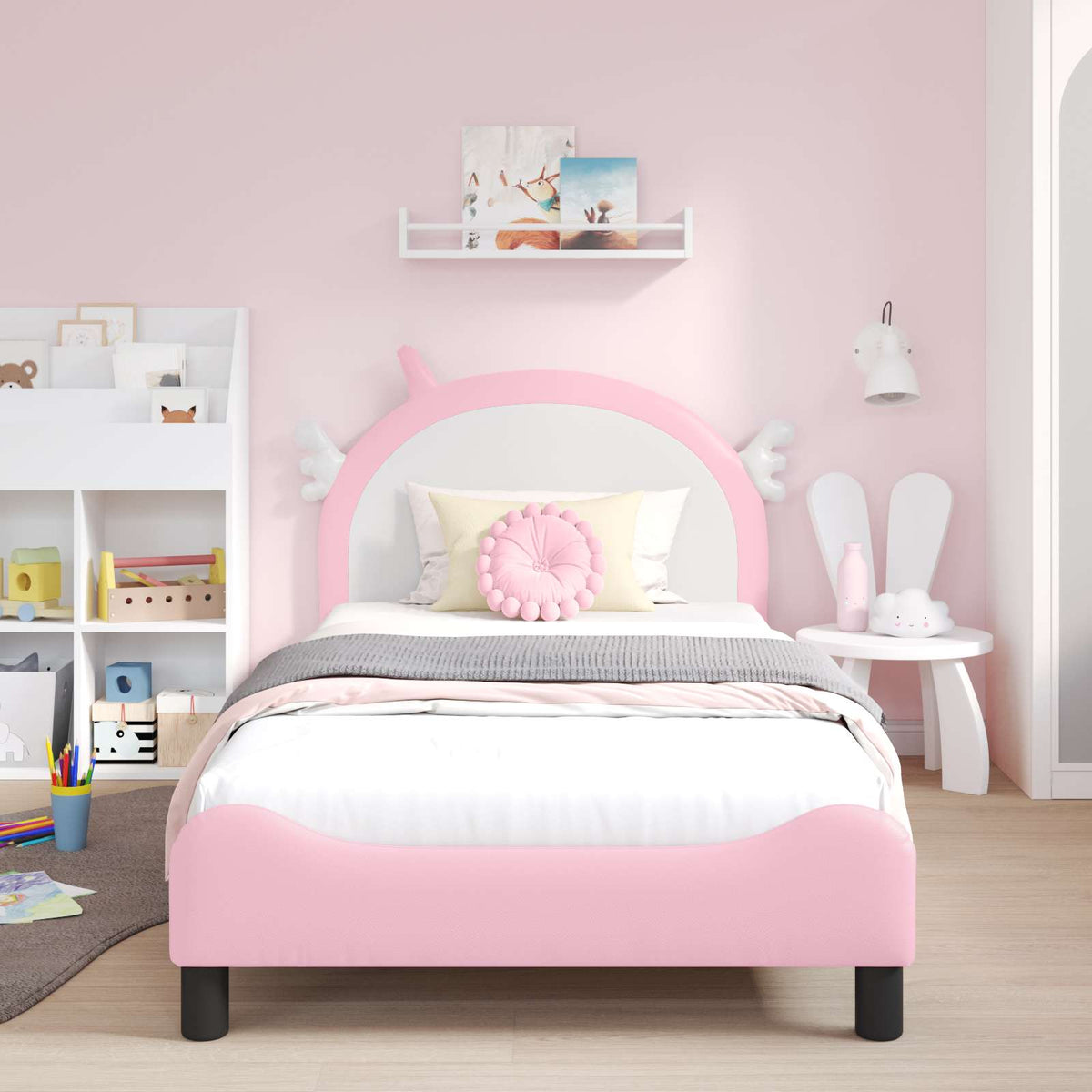 Vidaxl bedframe voor kinderen met hoofdbord roze 80 x 200 cm pu