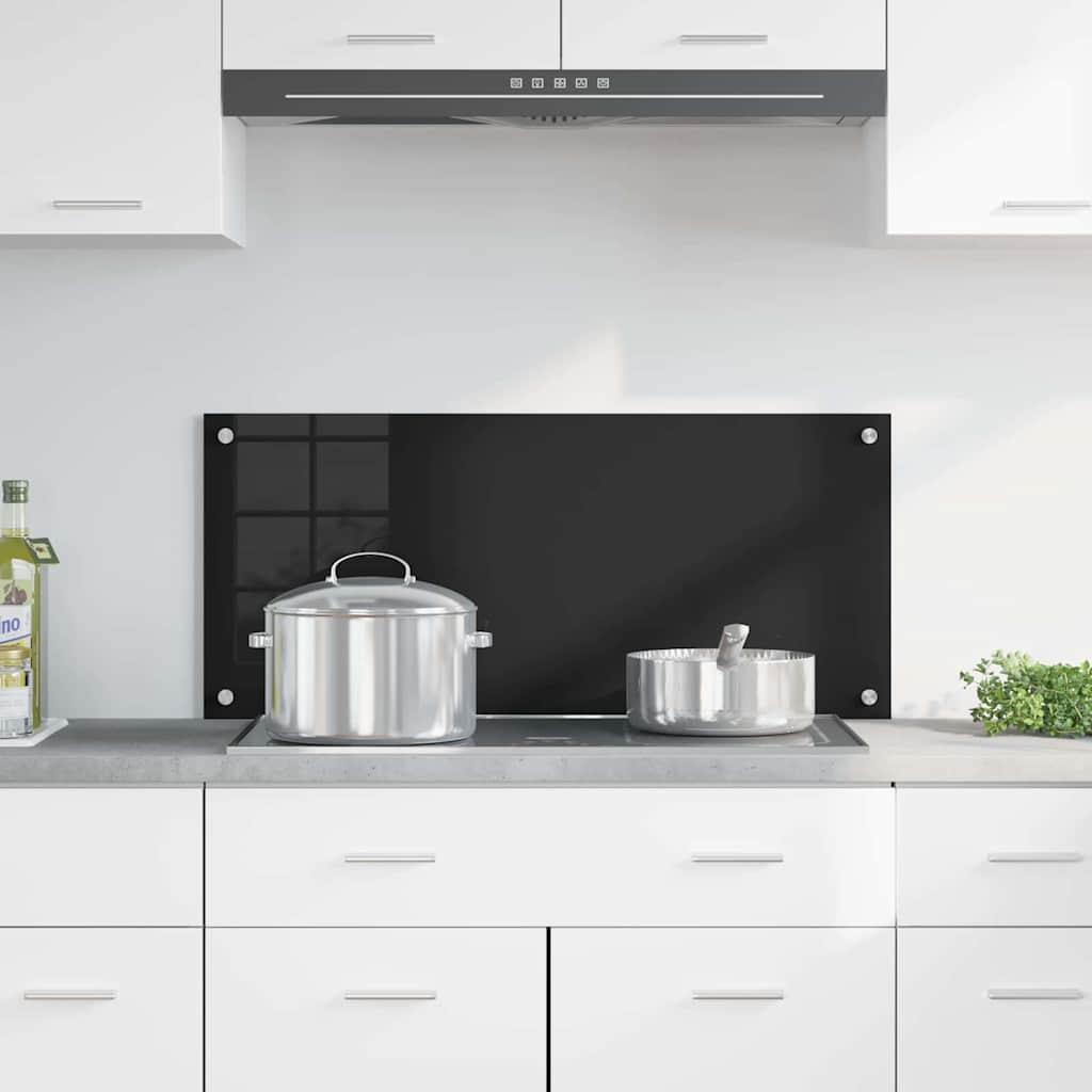 Vidaxl keuken achterwand zwart 90 x 40 cm gehard glas