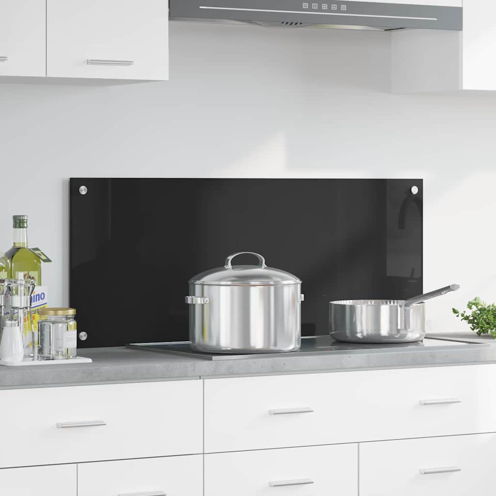 Vidaxl keuken achterwand zwart 100 x 40 cm gehard glas