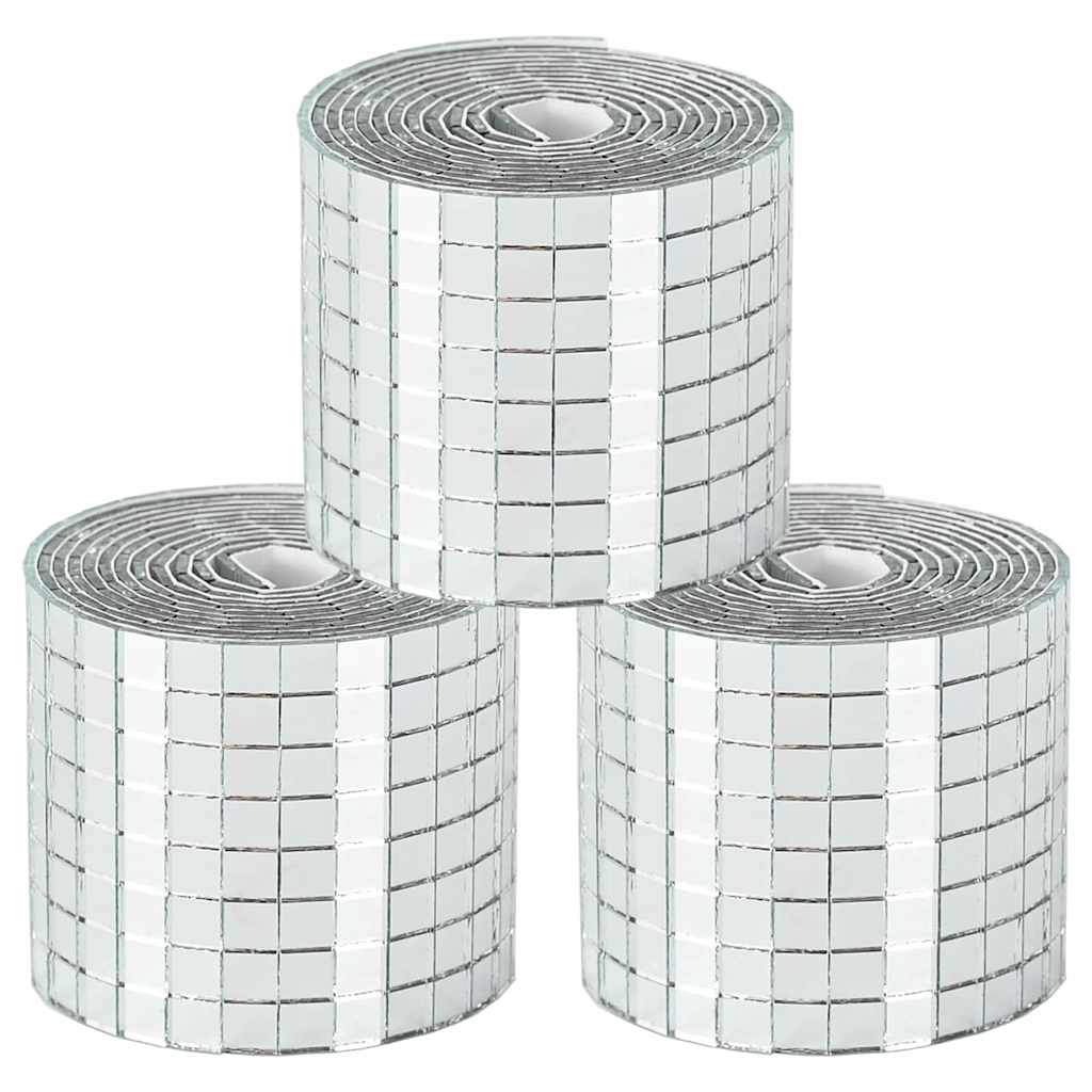 Vidaxl spiegelmozaïek tegel geometrisch 3 st zilver 100 x 4 cm glas