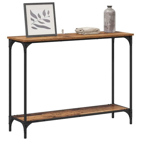 Vidaxl wandtafel oud hout 101 x 30.5 x 75 cm bewerkt hout