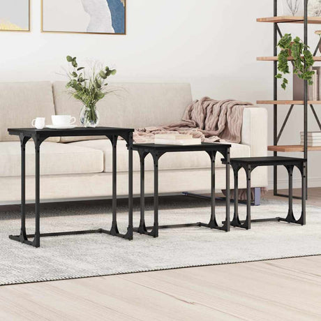 Vidaxl nesting koffietafel 3 st zwart eiken 50.5 x 35 x 53 cm