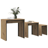 Vidaxl salontafel 3 st artisan eiken 60 x 35 x 56 cm bewerkt hout
