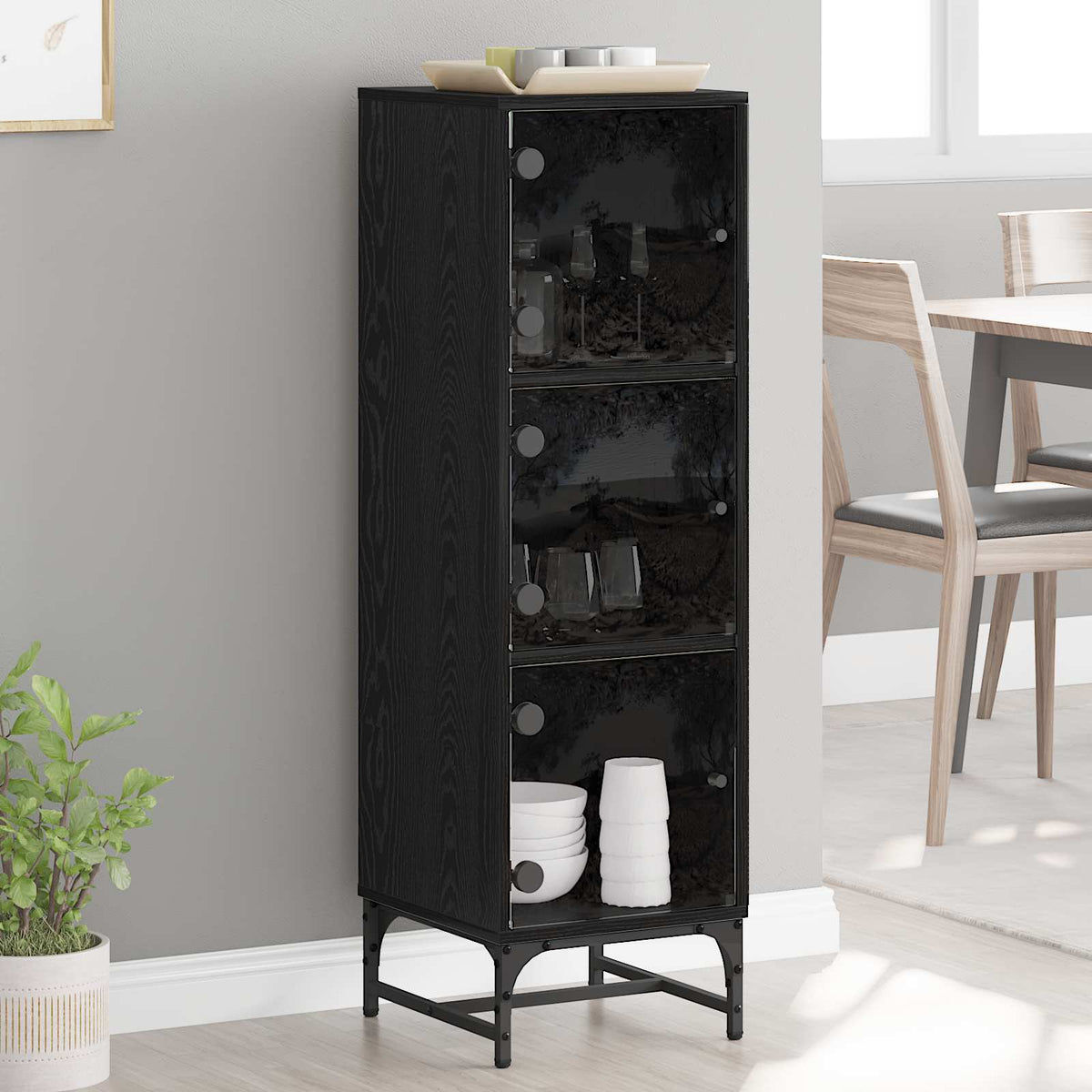 Vidaxl dressoir zwart eiken 35 x 37 x 117 cm