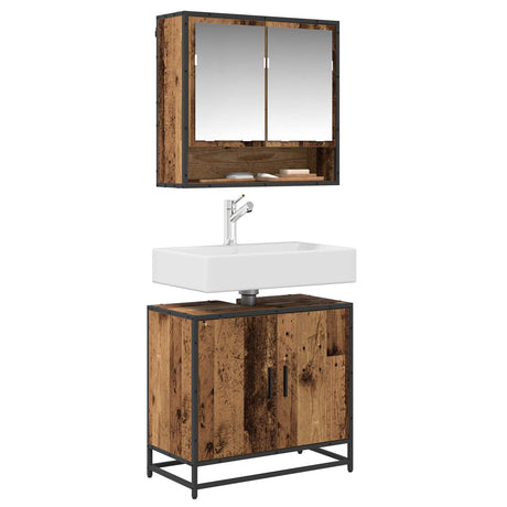 Vidaxl badkamer wastafelkast oud hout 65 x 33 x 60 cm bewerkt hout