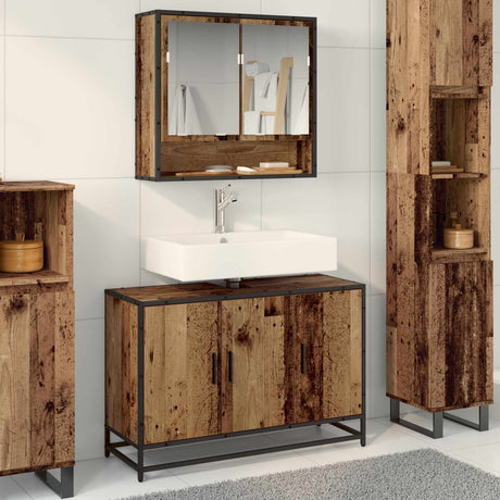 Vidaxl badkamerkast oud hout 90 x 33 x 60 cm bewerkt hout