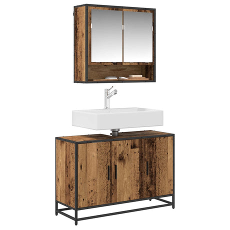 Vidaxl badkamerkast oud hout 90 x 33 x 60 cm bewerkt hout