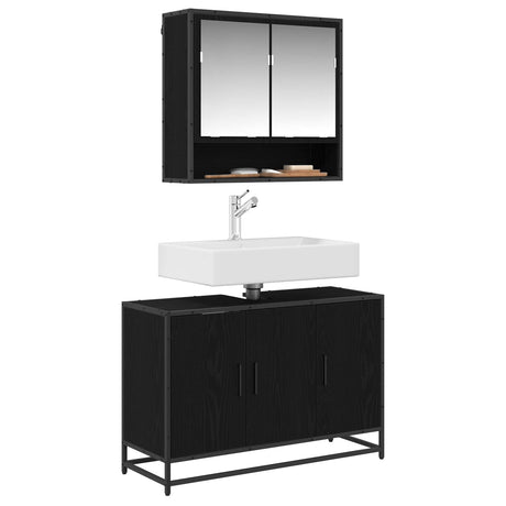 Vidaxl badkamerkast zwart eiken 90 x 33 x 60 cm bewerkt hout