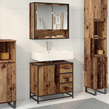 Vidaxl badkamerkast oud hout 65 x 33 x 60 cm bewerkt hout
