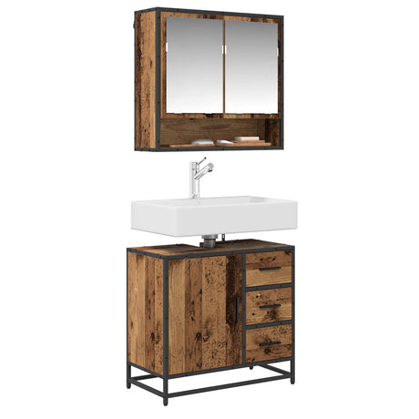 Vidaxl badkamerkast oud hout 65 x 33 x 60 cm bewerkt hout