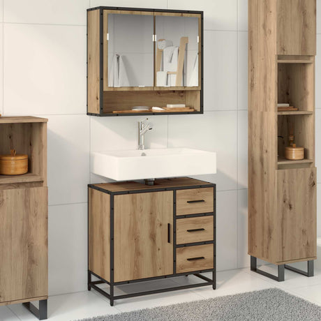 Vidaxl badkamerkast artisan eiken 65 x 33 x 60 cm bewerkt hout