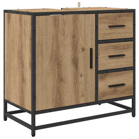 Vidaxl badkamerkast artisan eiken 65 x 33 x 60 cm bewerkt hout
