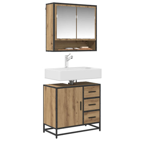 Vidaxl badkamerkast artisan eiken 65 x 33 x 60 cm bewerkt hout