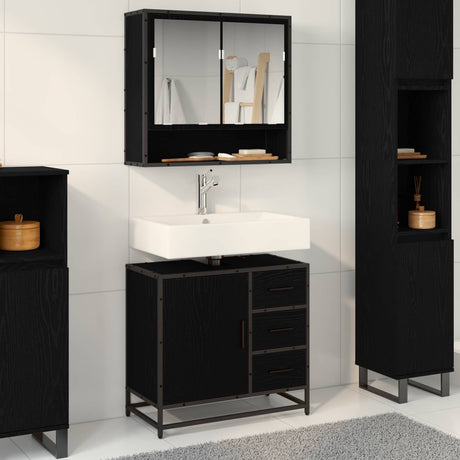 Vidaxl badkamerkast zwart eiken 65 x 33 x 60 cm bewerkt hout
