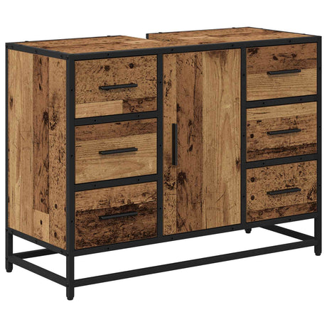 Vidaxl badkamerkast oud hout 80 x 33 x 60 cm bewerkt hout