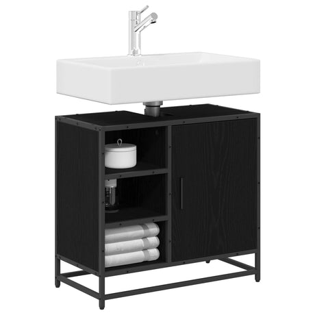 Vidaxl badkamerkast zwart eiken 65 x 33 x 60 cm bewerkt hout