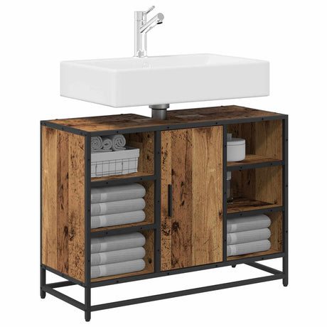 Vidaxl badkamerkast oud hout 80 x 33 x 60 cm bewerkt hout