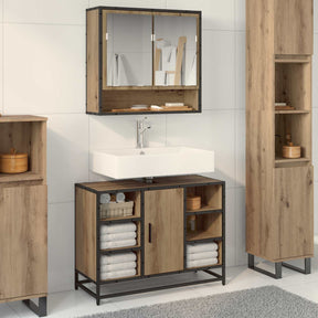 Vidaxl badkamerkast artisan eiken 80 x 33 x 60 cm bewerkt hout