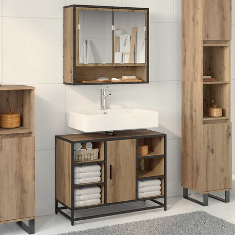 Vidaxl badkamerkast artisan eiken 80 x 33 x 60 cm bewerkt hout