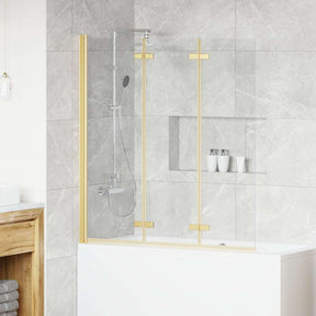 Vidaxl opvouwbare douchewand goud 130 x 138 cm esg-glas en aluminium