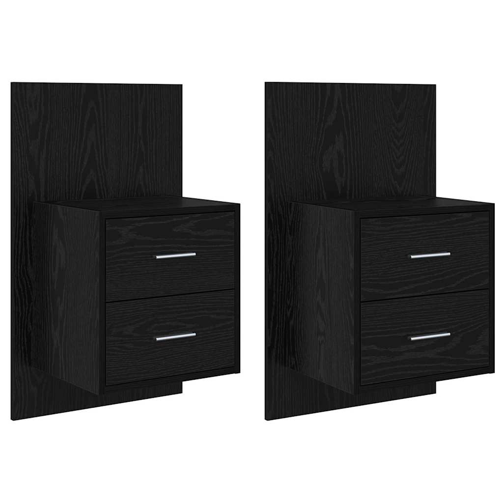 Vidaxl wandkastje 2 st zwart eiken 48,5 x 32,5 x 80 cm bewerkt hout