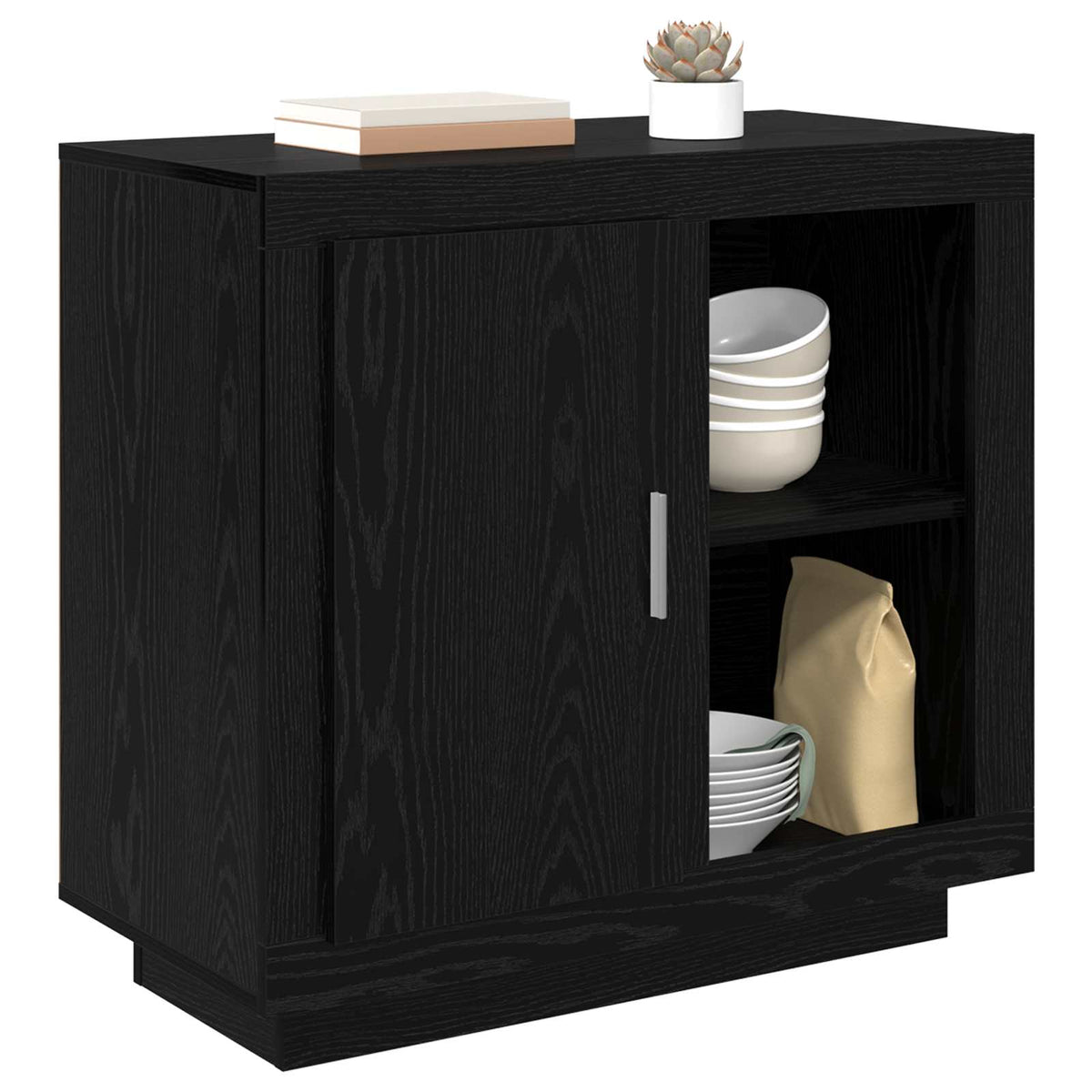 Vidaxl dressoir zwart eiken 80 x 40 x 75 cm bewerkt hout