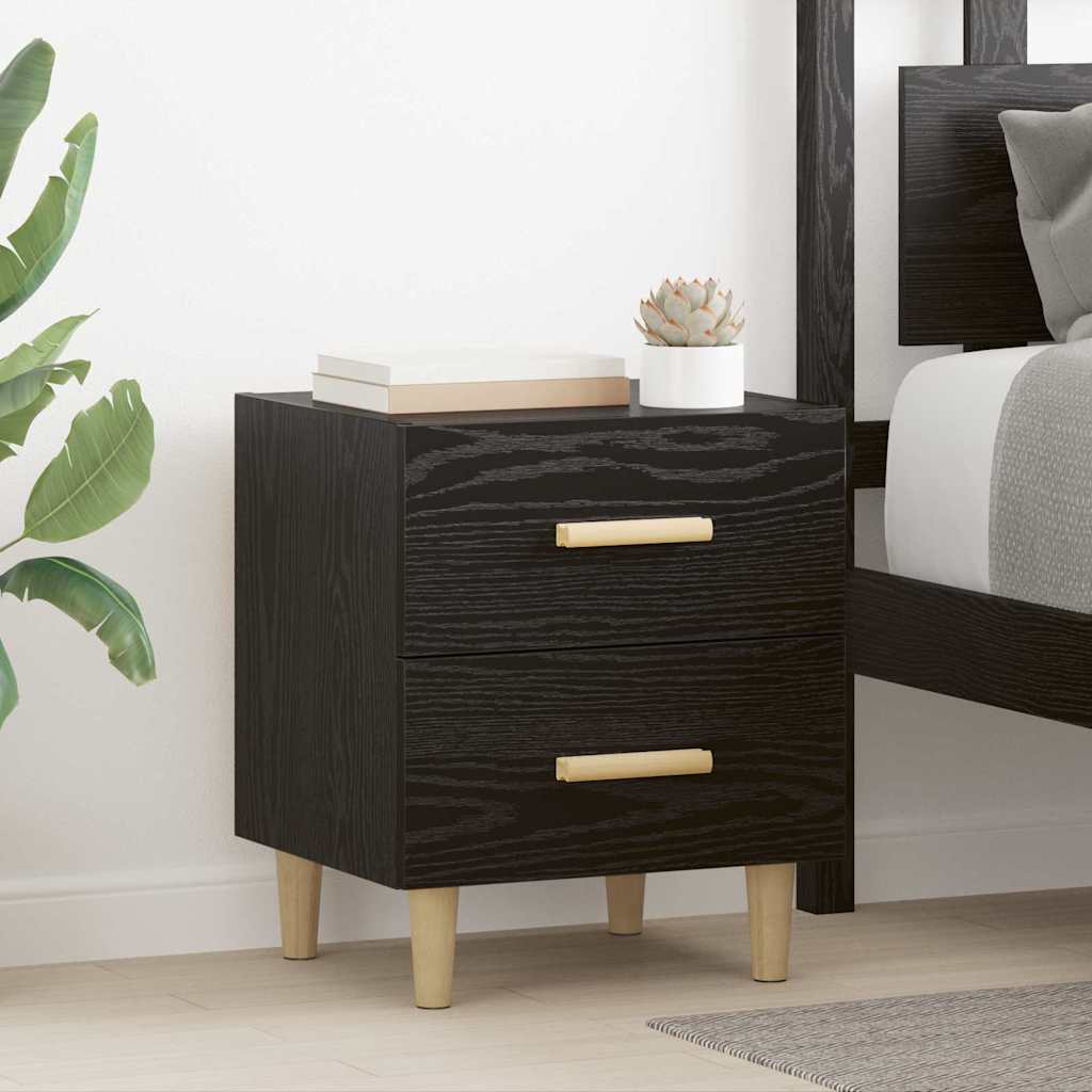 Vidaxl bed kast zwart eiken 40 x 35 x 47.5cm bewerkt hout