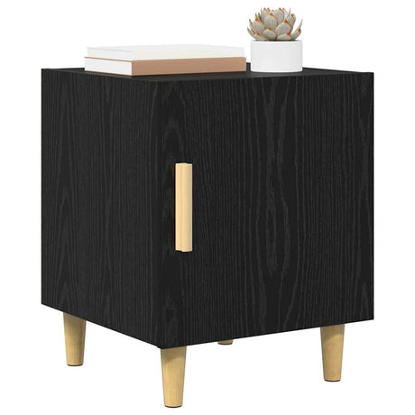 Vidaxl nachtkastje zwart eiken 40 x 40 x 50 cm bewerkt hout