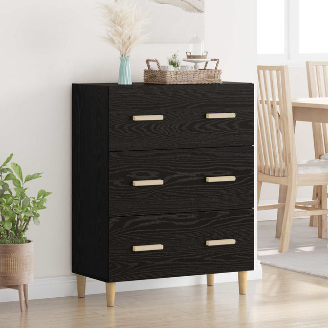 Vidaxl dressoir zwart eiken 69,5 x 34 x 90 cm bewerkt hout