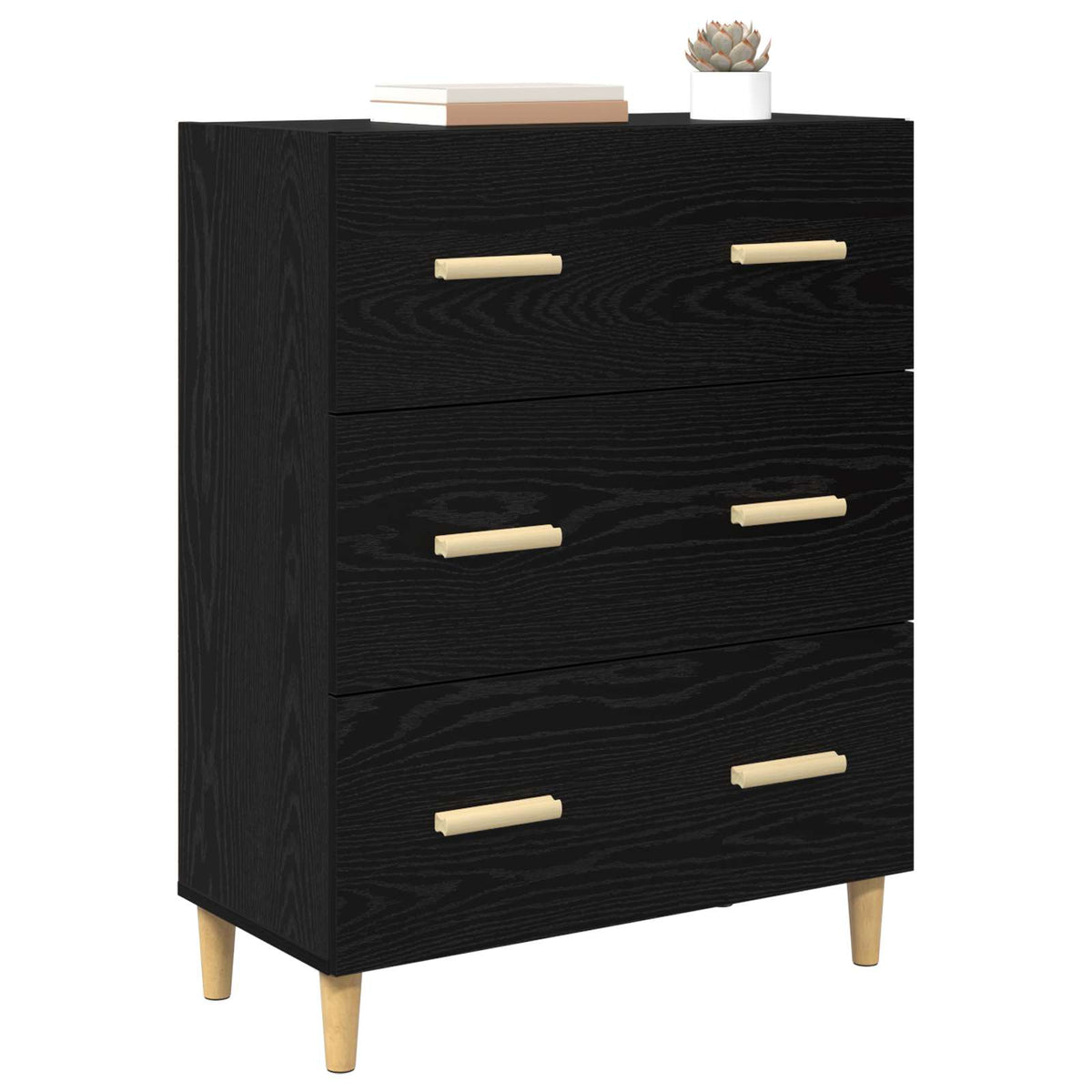 Vidaxl dressoir zwart eiken 69,5 x 34 x 90 cm bewerkt hout