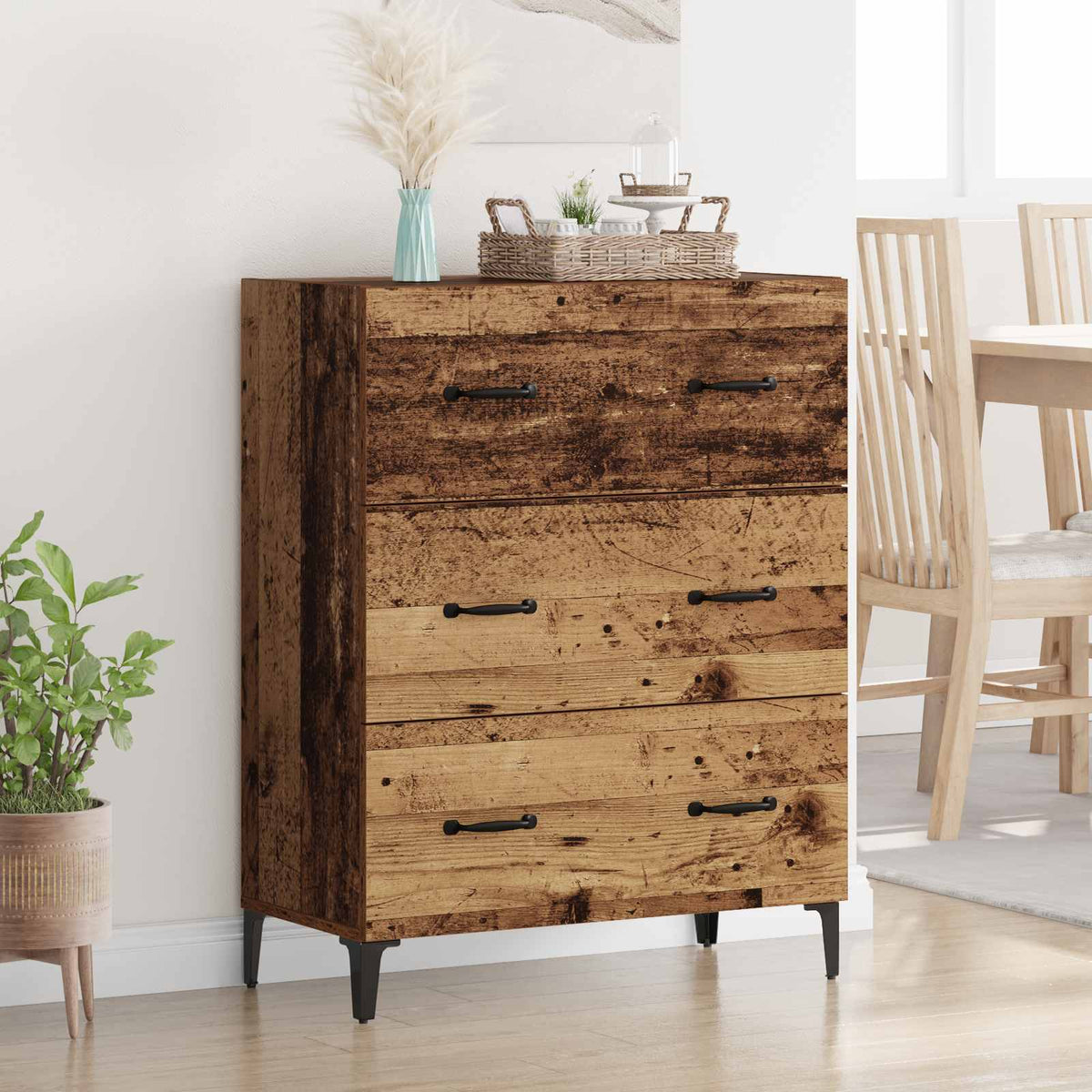 Vidaxl dressoir oud hout 69,5 x 34 x 90 cm gemonteerd hout en ijzer