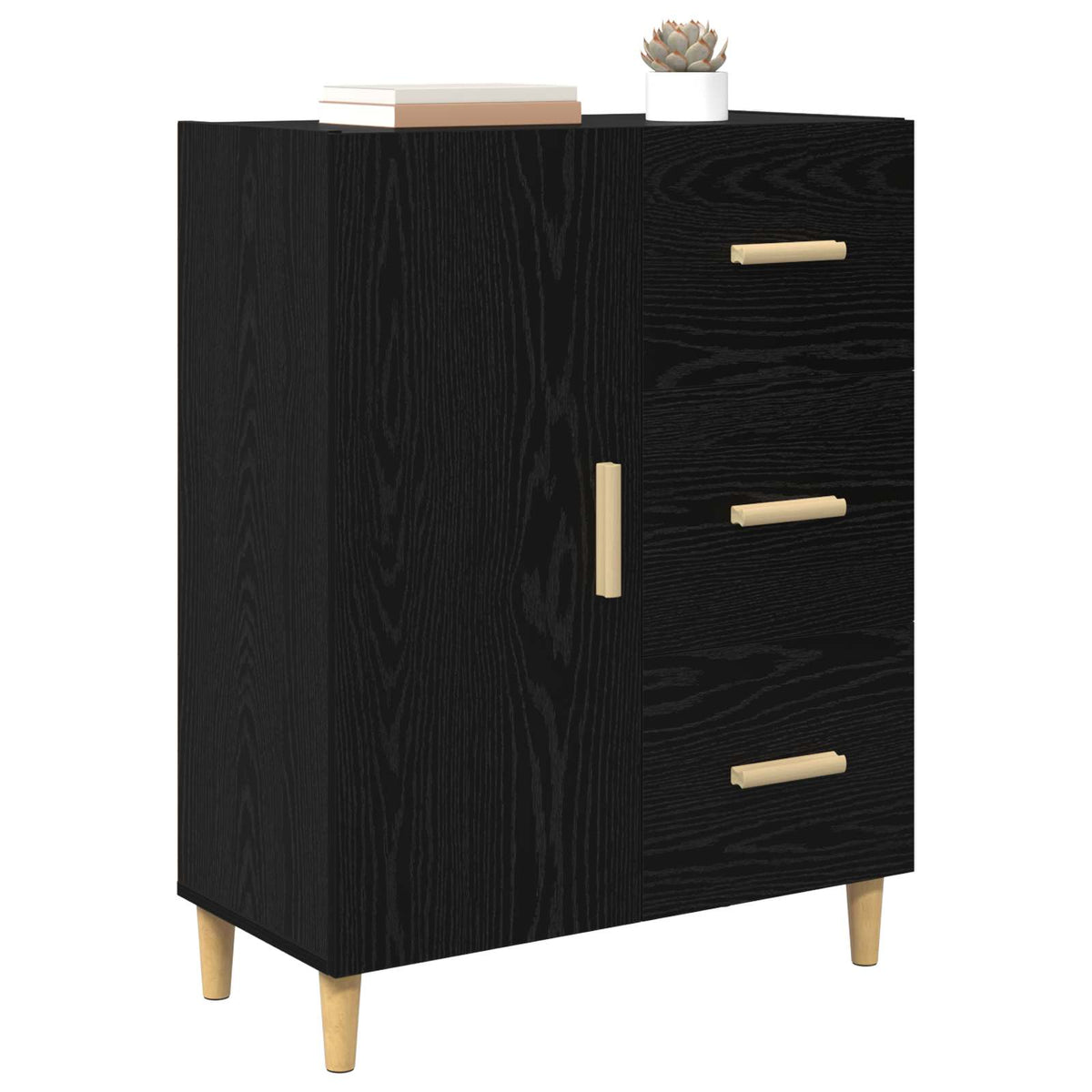 Vidaxl dressoir zwart eiken 34 x 69.5 x 90 cm bewerkt hout