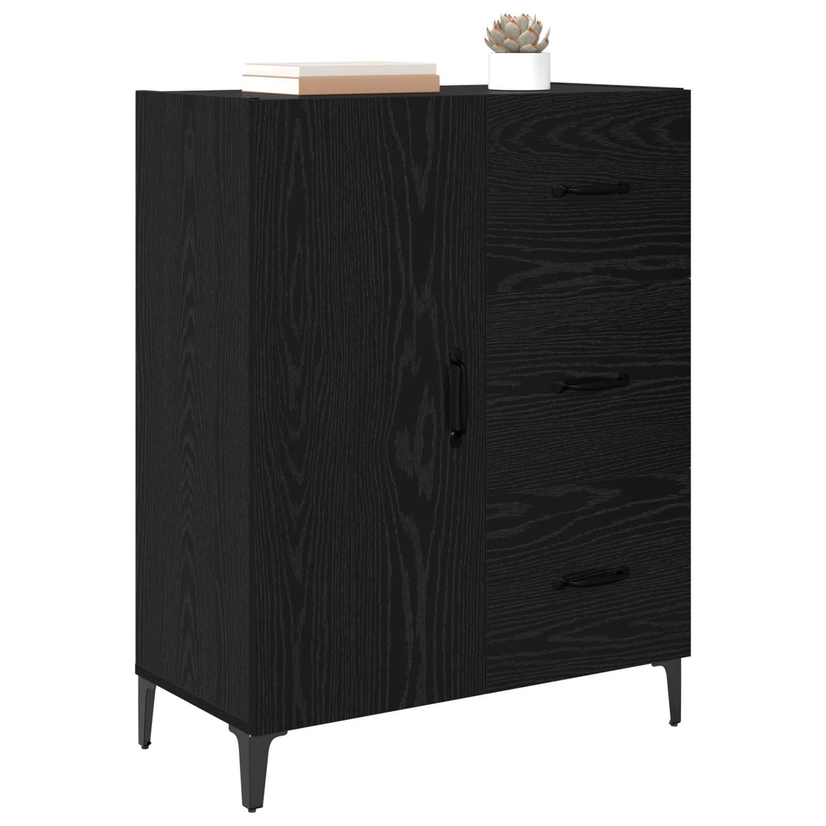 Vidaxl dressoir zwart eiken 69,5 x 34 x 90 cm bewerkt hout