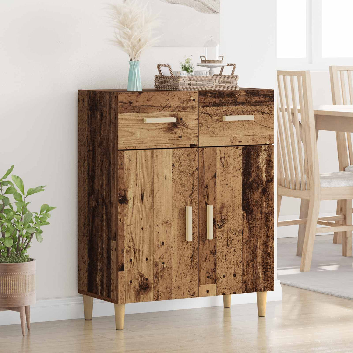Vidaxl dressoir oud hout 34 x 69.5 x 89 cm bewerkt hout